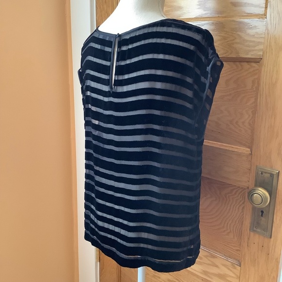 EILEEN FISHER Black Silk Velvet Burnout Cap Sleeve Top Size S - Picture 5 of 10